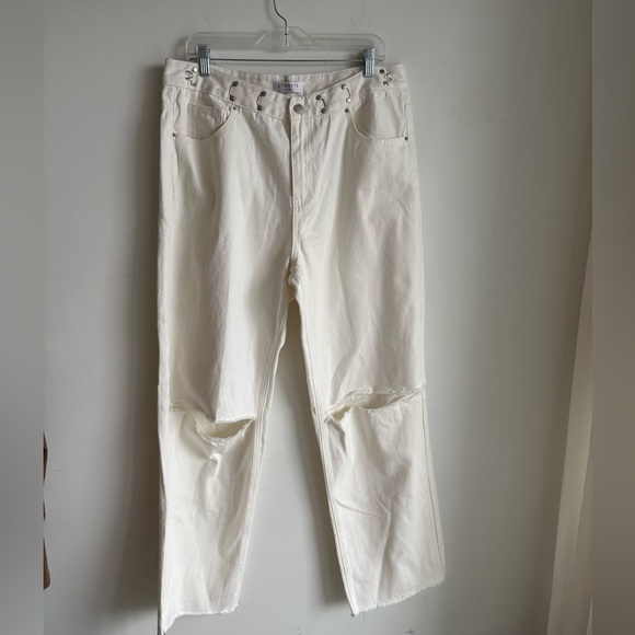 storets Denim - BNWT Storets Vera Slash Cutout Jeans - adjustable cinch waist S/M white